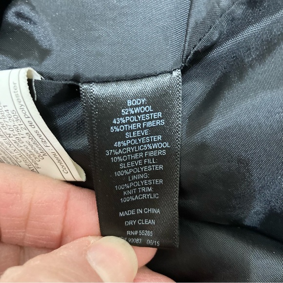 Express wool blend black coat without hood XS herringbone sleeves dry clean only - Picture 9 of 12